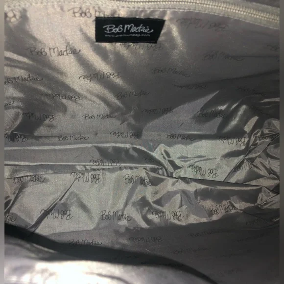 BOB MACKIE Large Faux Croc Leather Black Tote Bag Travel Tote - Picture 8 of 9